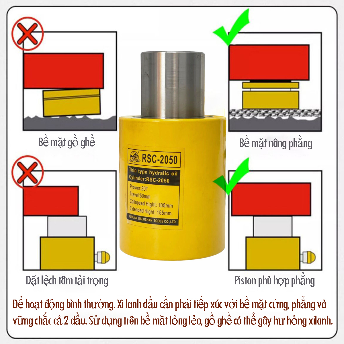 Kích thủy lực tầm trugn RSC hành trình 50mm
