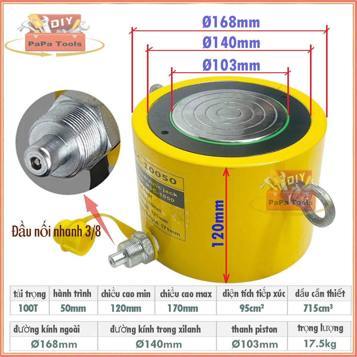 Kích thủy lực tầm trugn RSC hành trình 50mm