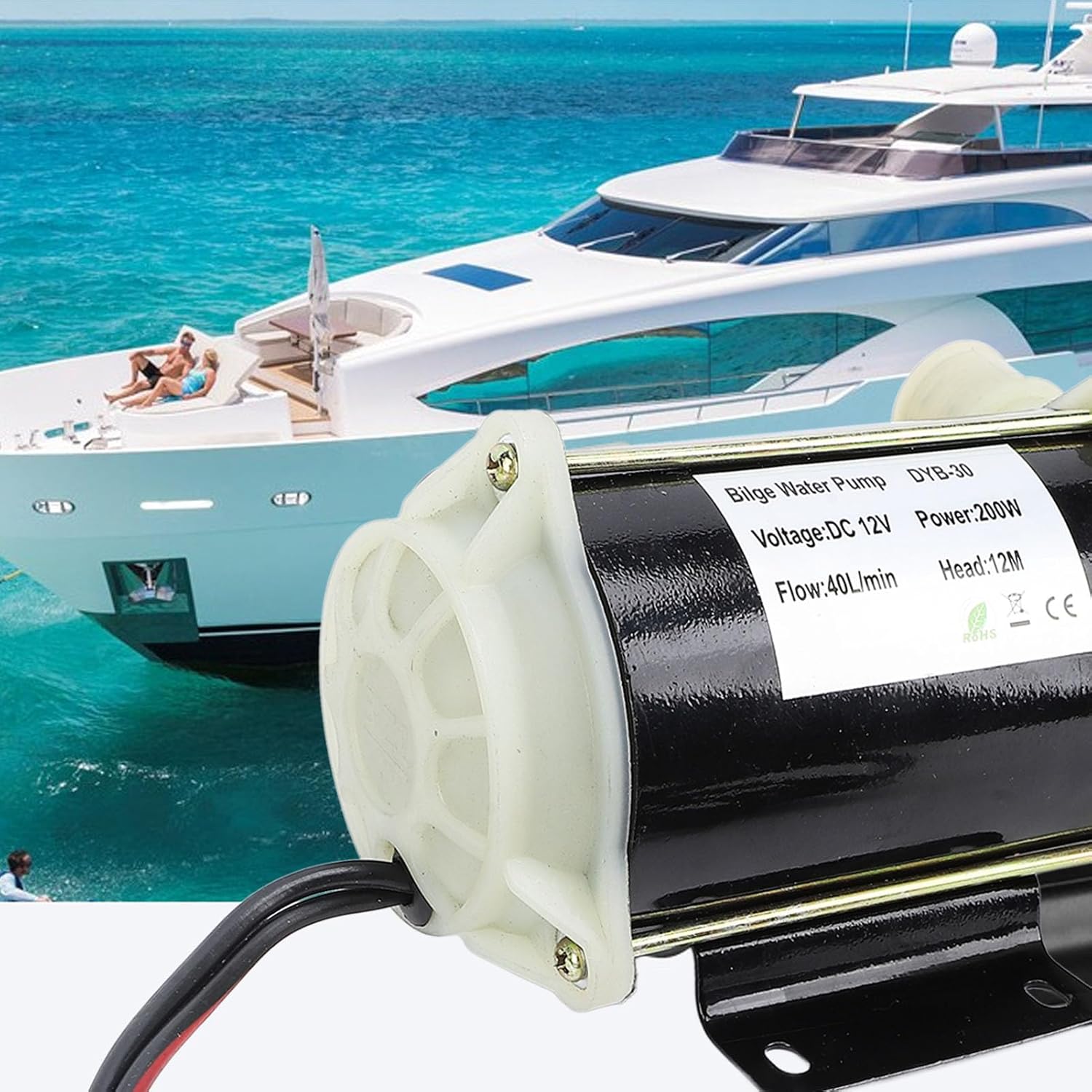 Bơm bơm nước đáy tầu thuyền DYB-30, điện 12V/24V/220V công suất 200W tôi đa 40 lít/1phút