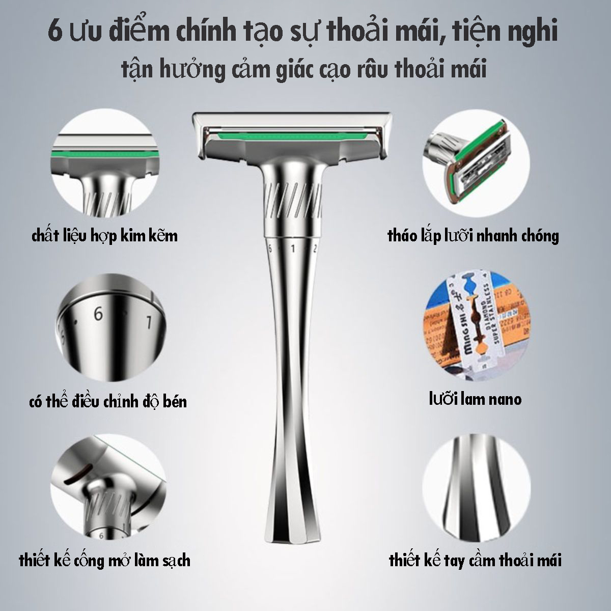 Bàn cạo râu cao cấp Ming Shi 2000SA kèm bao da bảo quản