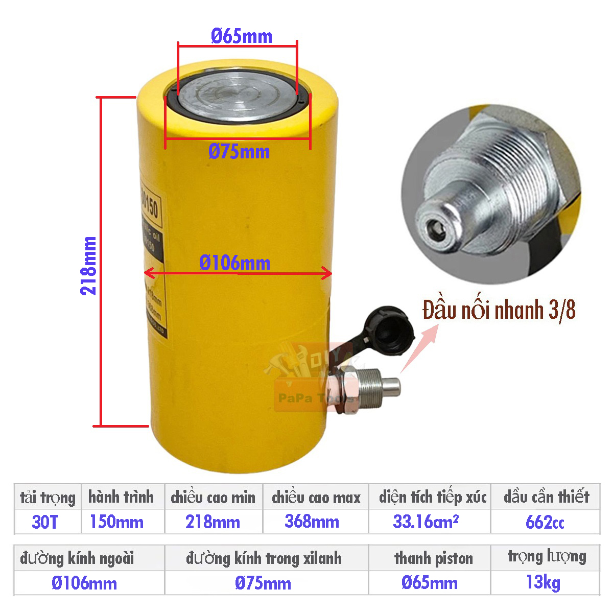 Kích thủy lực 30 tấn 150mm FCY-30150