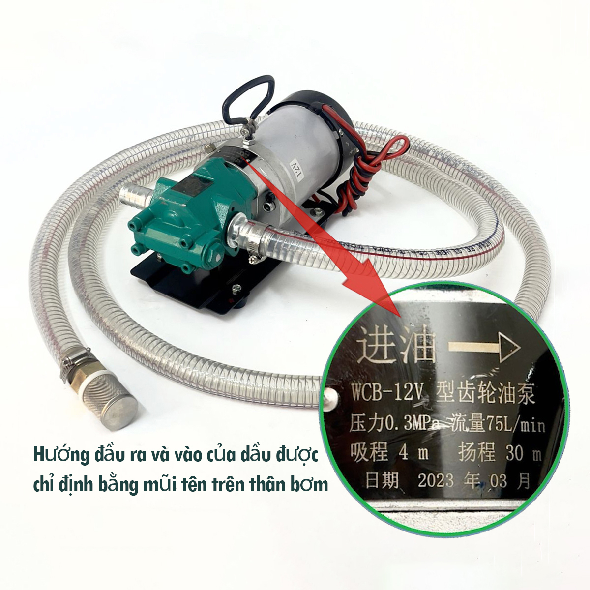 Bơm Dầu Bánh Răng WCB-75L 24V – Tích Hợp Đồng Hồ Đo Lưu Lượng
