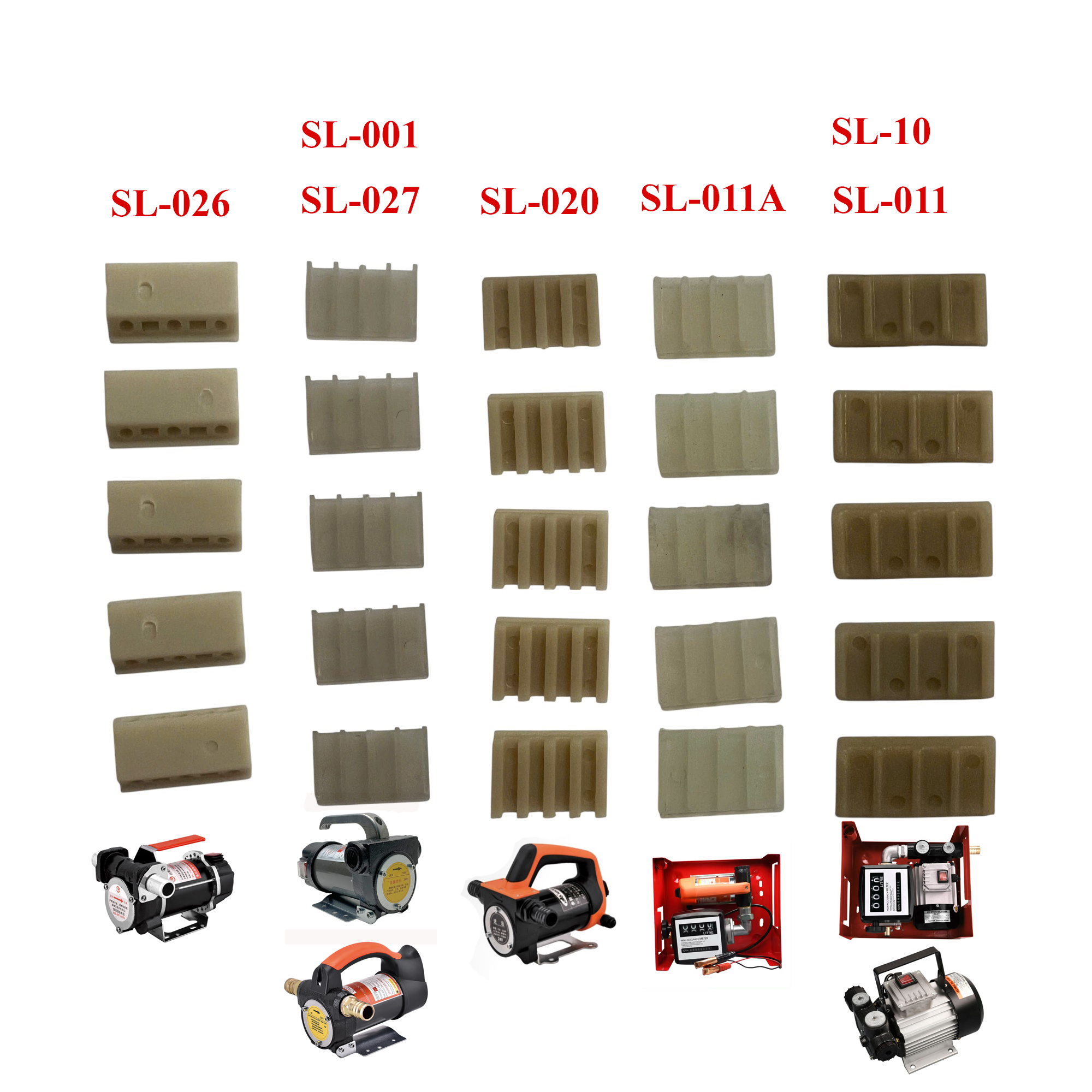 Bộ 5 cánh gạt máy bơm dầu diesel Suoli model