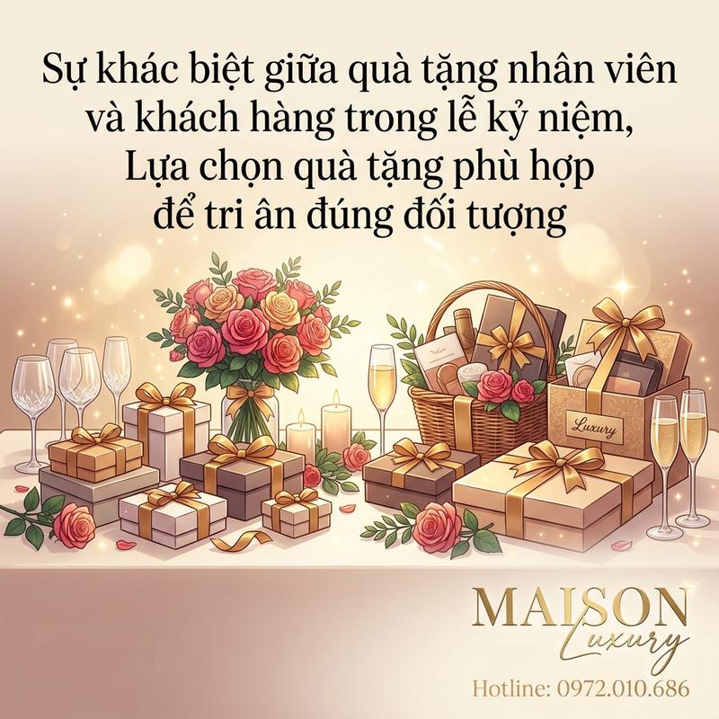 Sự khác biệt giữa quà tặng nhân viên và khách hàng trong lễ kỷ niệm