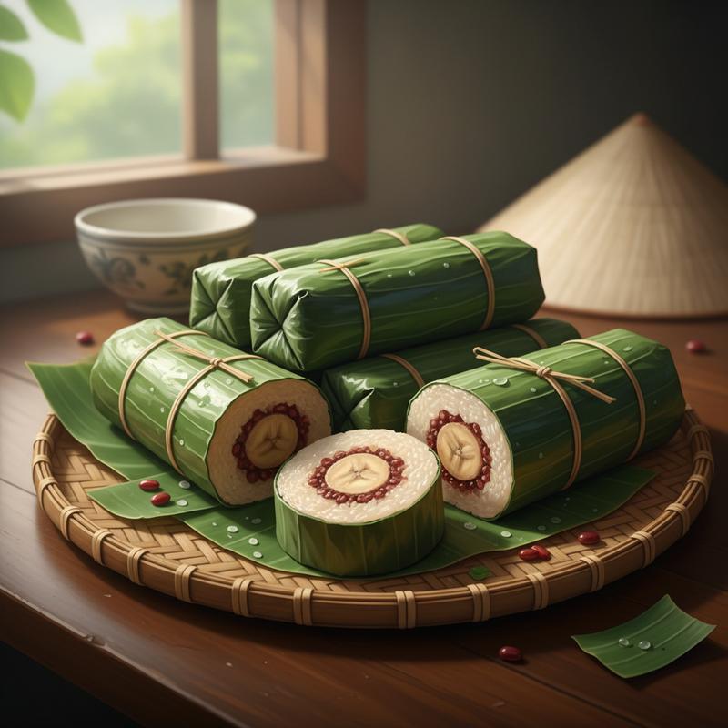 Bánh Tét Chuối Đậu Đỏ (Chay Ngọt): Bí Quyết Gói Bánh Ngon với Lá Chuối Hột và Lá Chuối Sứ