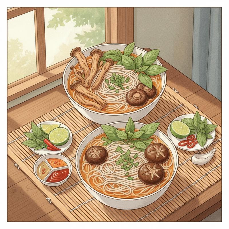 So sánh hương vị nấm mối sấy khô và nấm hương trong phở chay