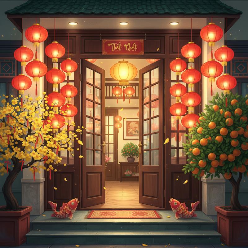 Giải thích Vì Sao Cửa Chính Không Nên Đối Diện Cây Khô Hoặc Gương Dịp Tết