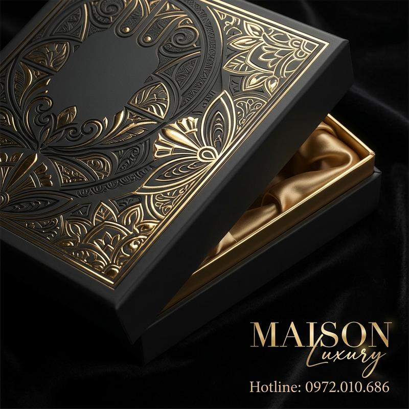 Bí Mật Công Nghệ In Laser & Nhũ Vàng Trên Hộp Quà Maison Luxury