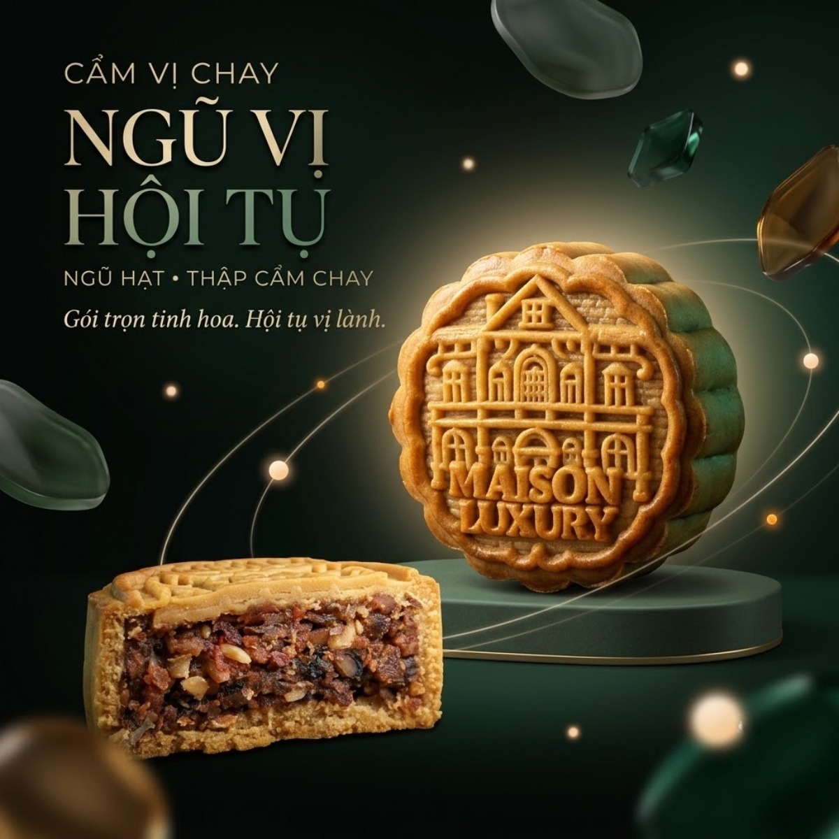 Bánh Trung Thu Cẩm Vị Chay Ngũ Hạt Maison Luxury