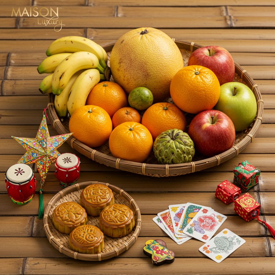 bày biện mâm cỗ trung thu kiểu truyền thống