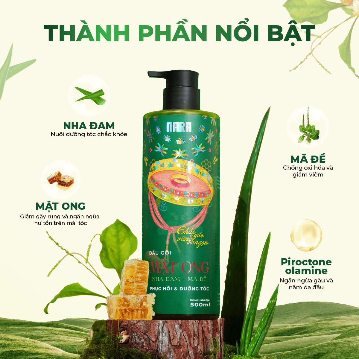 Bộ Đôi Dầu Gội NARA Mật Ong 500ML Kích Thích Mọc Tóc, Sạch Gàu, Nấm Ngứa, Loại Bỏ Dầu Thừa Và Phục Hồi Tóc Hư Tổn