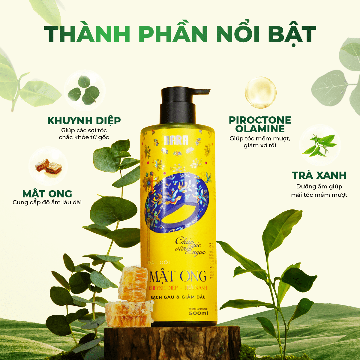 Bộ Đôi Gội Xả Mật Ong NARA 500ML Hỗ Trợ Mọc Tóc, Phục Hồi Hư Tổn Và Cải Thiện Tình Trạng Gàu Ngứa