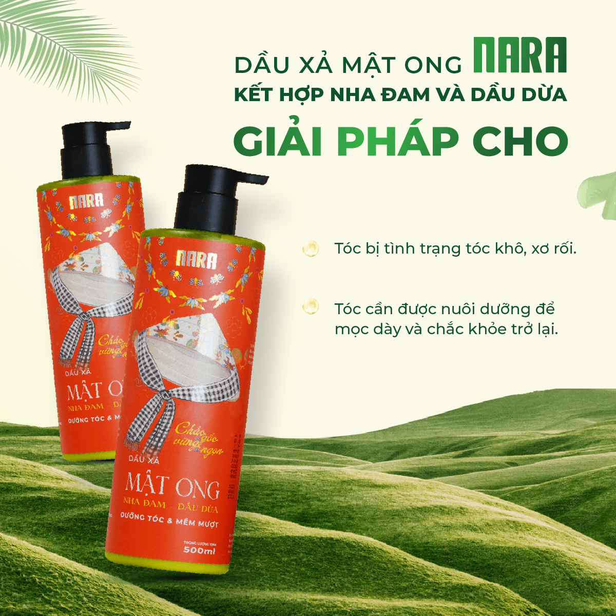 Bộ Đôi Gội Xả Mật Ong NARA 500ML Hỗ Trợ Mọc Tóc, Phục Hồi Hư Tổn Và Cải Thiện Tình Trạng Gàu Ngứa
