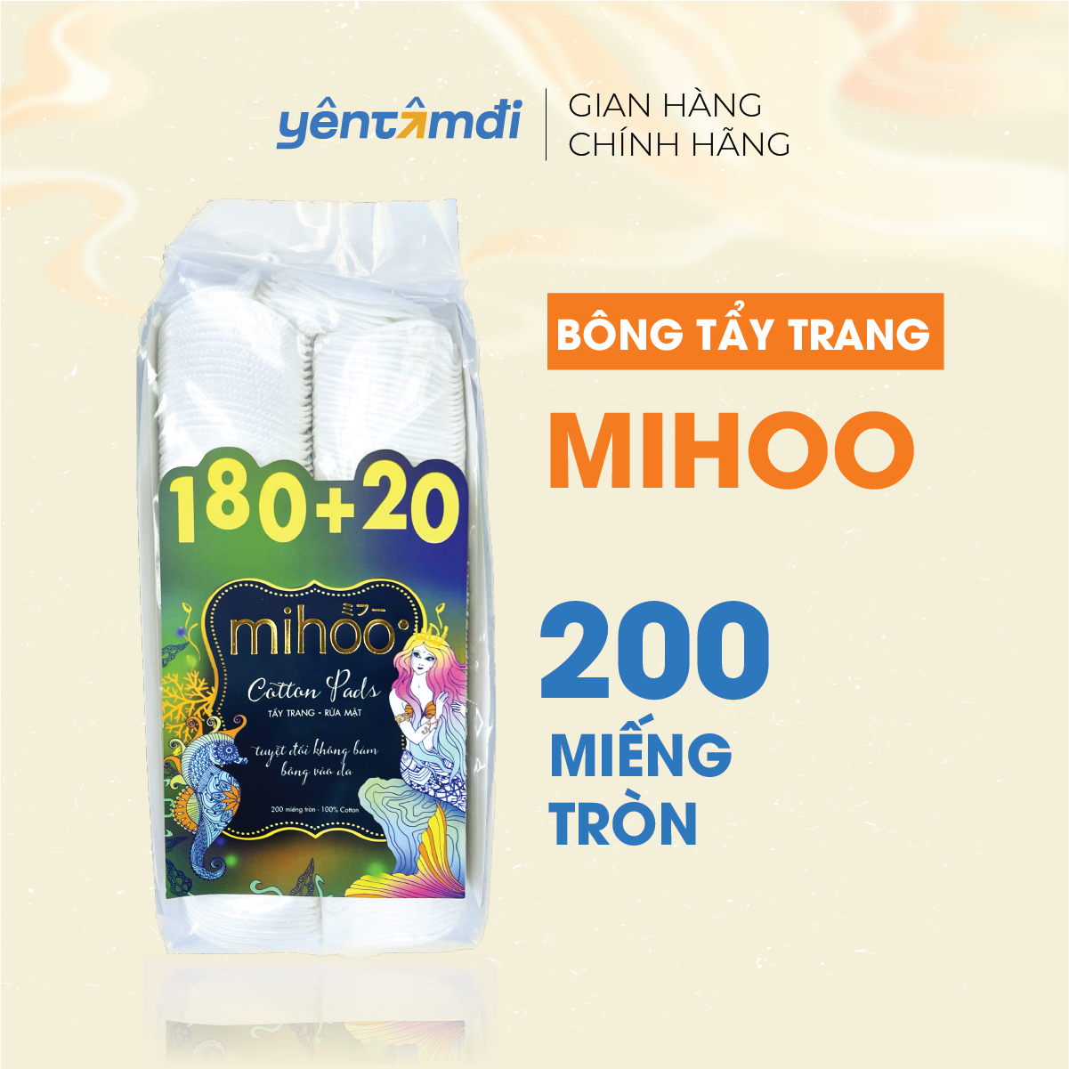 Bông tẩy trang Mihoo 200 miếng tròn