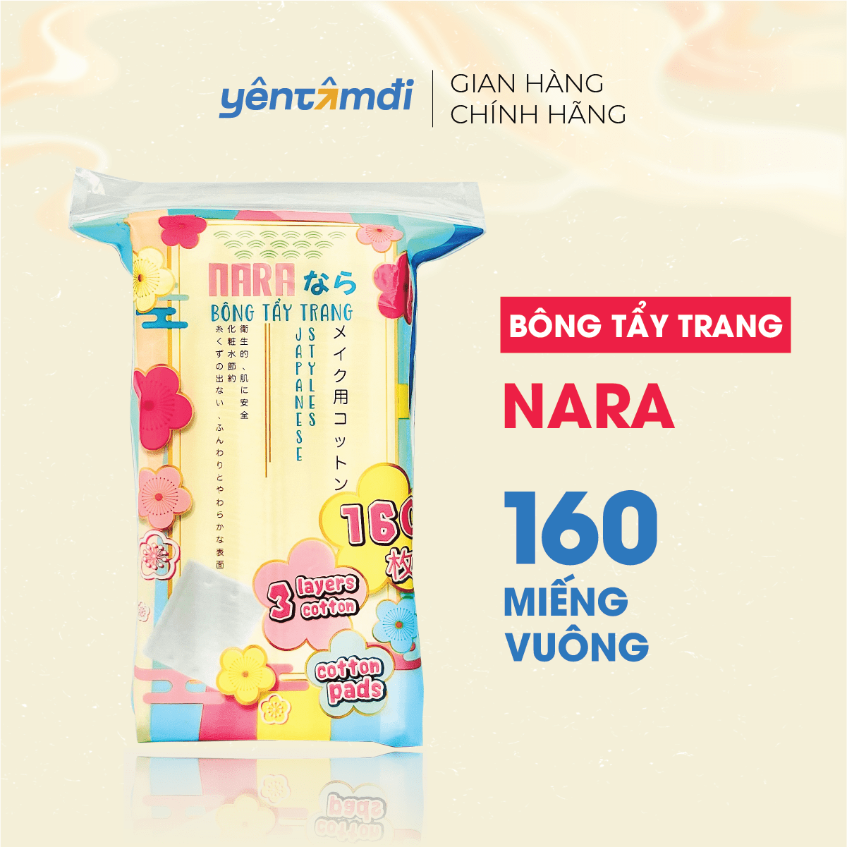Bông Tẩy Trang Cotton Pads NARA 3 Lớp 160 Miếng