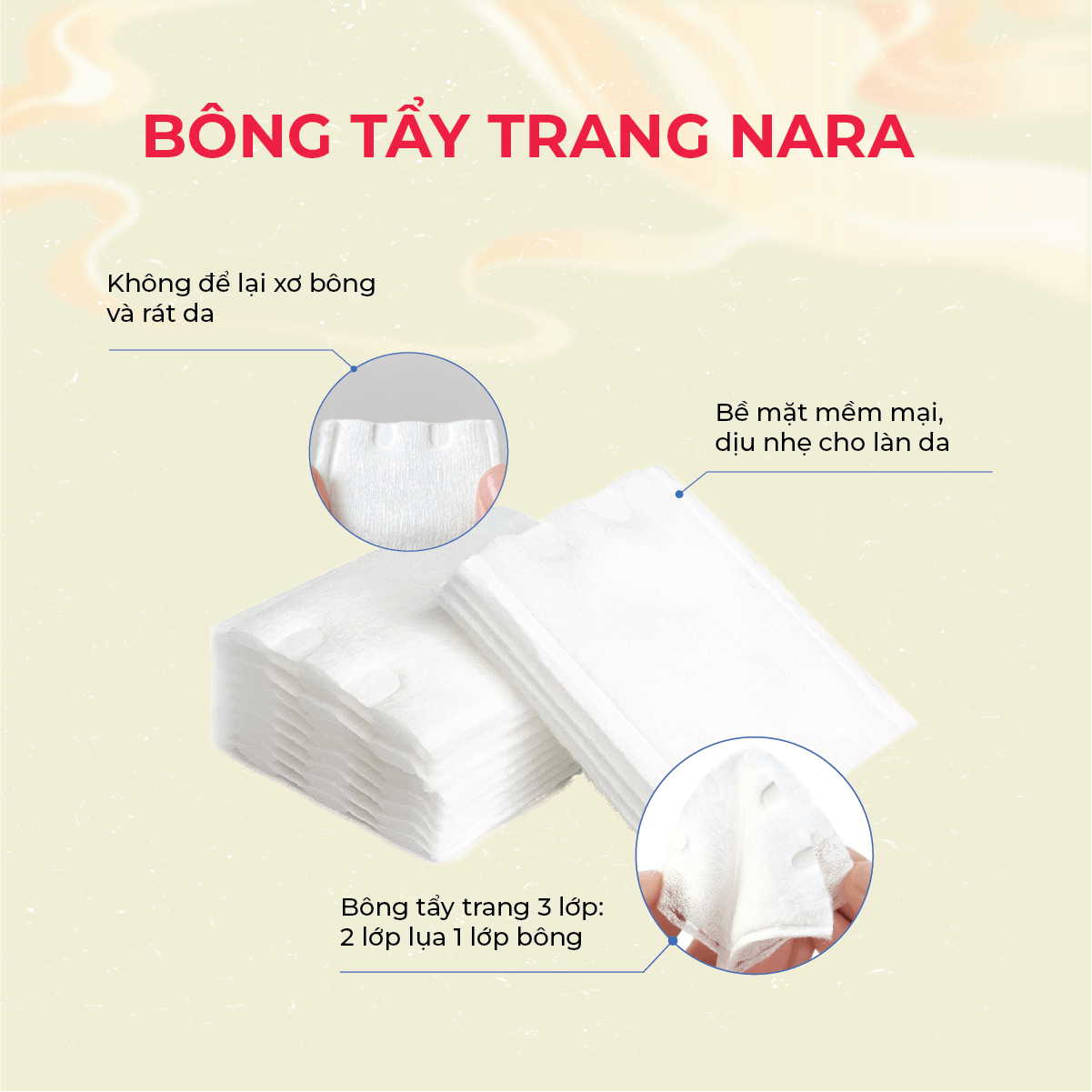 Bông Tẩy Trang Cotton Pads NARA 3 Lớp 160 Miếng