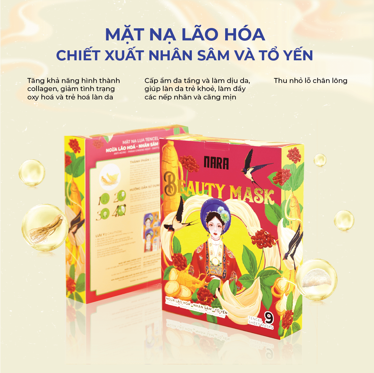 Combo 2 Hộp Mặt Nạ Lụa NARA  – Giảm Mụn, Dưỡng Trắng, Phục Hồi Da