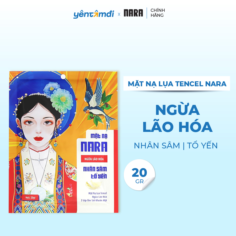Mặt Nạ Lụa Trẻ Hoá Cấp Ẩm Da NARA Nhân Sâm Tổ Yến