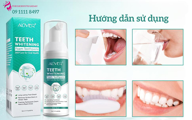 Kem đánh răng làm trắng răng Aliver hương trái cây Aliver Teeth Whitening Foaming có tốt không