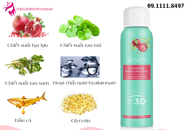 thành phần Aliver Moisturizing Makeup Base and Sunscreen