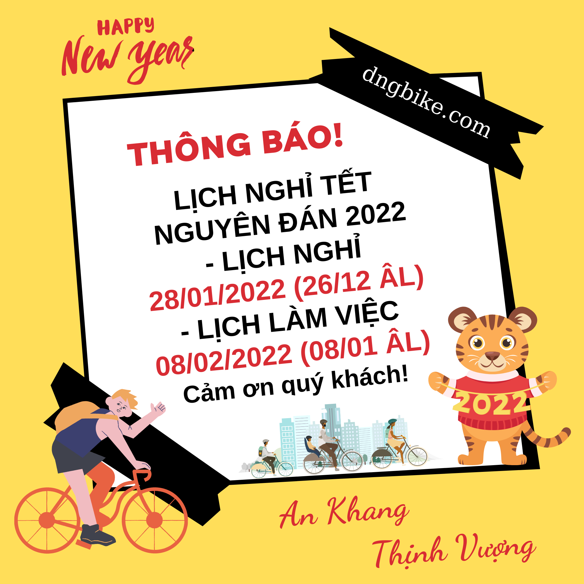 DNGBIKE thông báo lịch nghỉ tết nguyên đán 2022