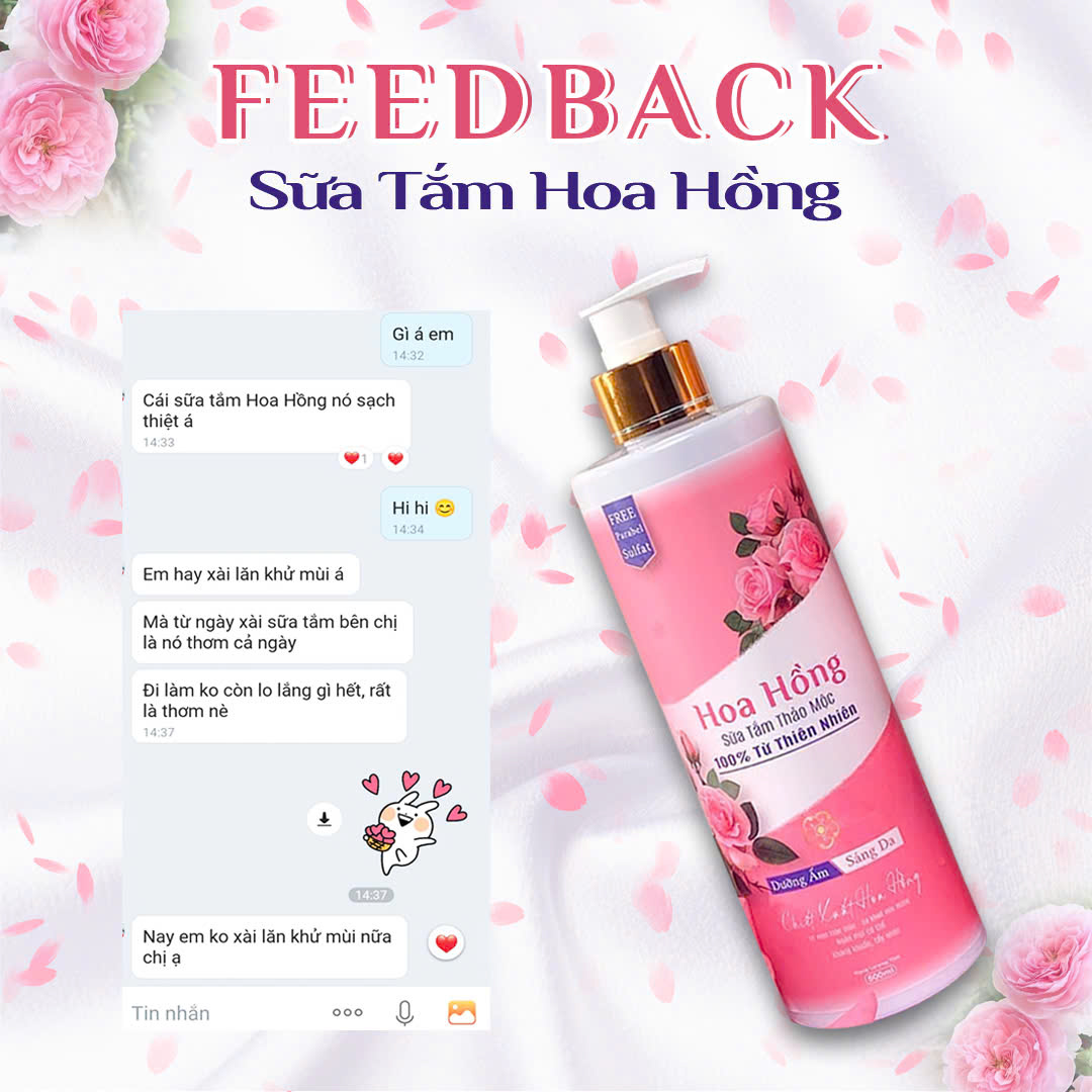 Sữa Tắm Thảo Mộc Hoa Hồng 500gr - Nguồn Gốc Thiên Nhiên - Hoa Đông Dương