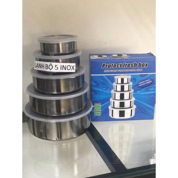 Bát Inox, Bộ 5 Bát Inox Cao Cấp Có Nắp Đậy Tiện Lợi