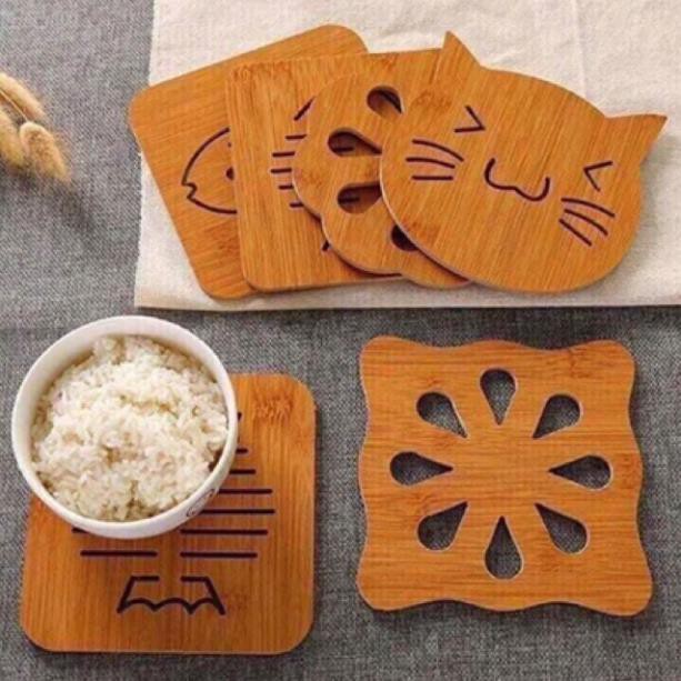 Tấm Lót Nồi Bằng Gỗ Tre Nhiều Hình Ngộ Nghĩnh