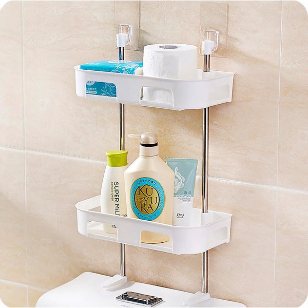Kệ Gác Sau Bồn Cầu 2 Tầng Kiêm Để Đồ Nhà Tắm 2 Tầng