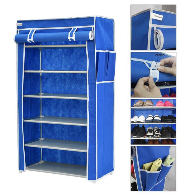 Tủ Giày Dép 7 Tầng 6 Ngăn Bọc Vải Họa Tiết Hoa Văn Cao Cấp Giá Rẻ / Kệ Đa Năng, Giá Để Giày Dép Khung Inox 7 Tầng