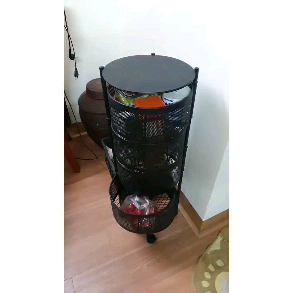 Kệ Tròn Xoay Đa Năng, Kệ Rau Củ Quả 3 Tầng 4 Tầng 5 Tầng Có Bánh Xe Di Chuyển (Hàng Nhập Khẩu)