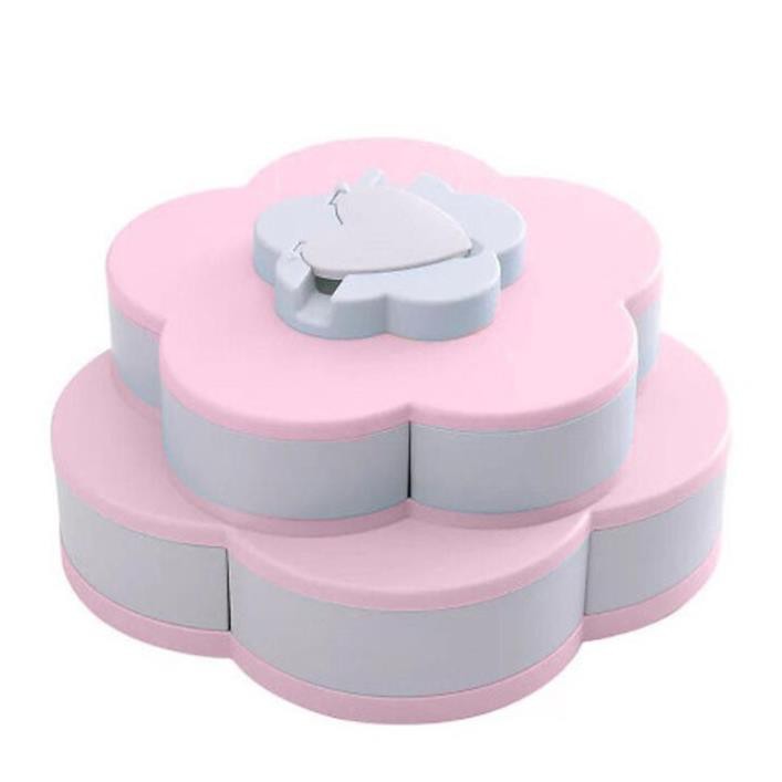 Khay Đựng Mứt Kẹo 10 Cánh Tự Xoay 2 Tầng Kèm Giá Đỡ Điện Thoại