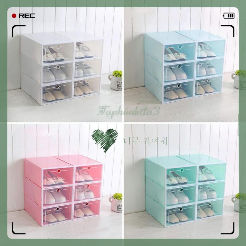 [Free Ship] (Hàng Có Sẵn +Video) Hộp Đựng Giày Dép Nắp Nhựa Cứng Trong Suốt, Size Lớn Chịu Lực 4Kg
