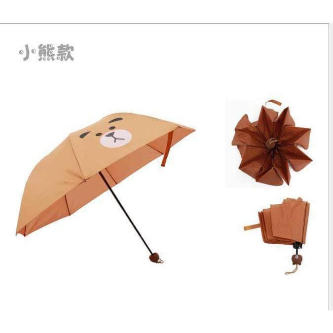 Ô Dù Line Cute, Ô Dù Gấp Gọn Hoạt Hình Cute Tán Rộng 98Cm, Dù Đi Mưa, Dù Totoro, Dù Minion, Dù Thỏ Hồng, Dù Gấu Brown