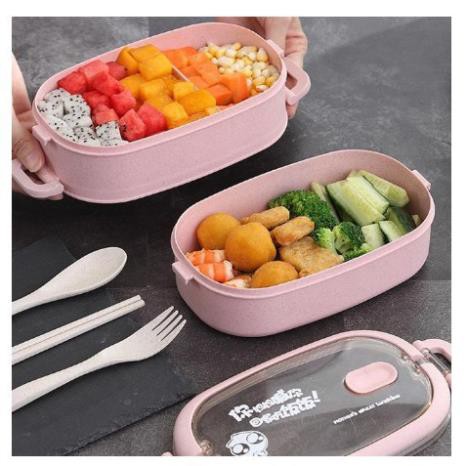 Hộp Cơm Lúa Mạch Giữ Nhiệt 2 Tầng