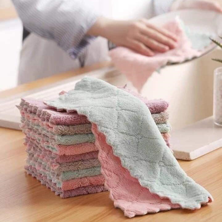 Combo 10 Khăn Lau Tay Nhà Bếp 2 Mặt Siêu Thấm (Klt04)