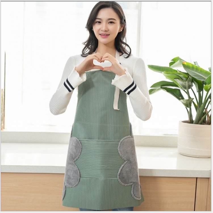 Tạp Dề Kẻ Hoa Có Khăn Lau Tay Bên Hông, Tạp Dề Chống Thấm Nước