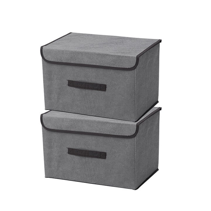 Combo 2 Hộp Vải Đựng Đồ Thùng Đựng Quần Áo Đồ Chơi Đa Năng Bằng Vải Cứng Cắp Có Nắp Đậy Tiện Dụng