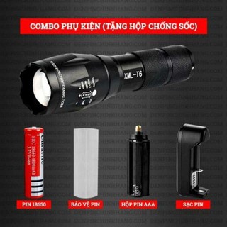 Đèn Pin Siêu Sáng ❤️𝐅𝐑𝐄𝐄 𝐒𝐇𝐈𝐏❤️ Đèn Pin Xml T6 3 Chế Độ Sáng - Chống Thâm Nước