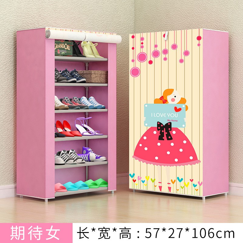 Tủ Giày Dép 7 Tầng 6 Ngăn Bọc Vải Họa Tiết Hoa Văn Cao Cấp Giá Rẻ / Kệ Đa Năng, Giá Để Giày Dép Khung Inox 7 Tầng