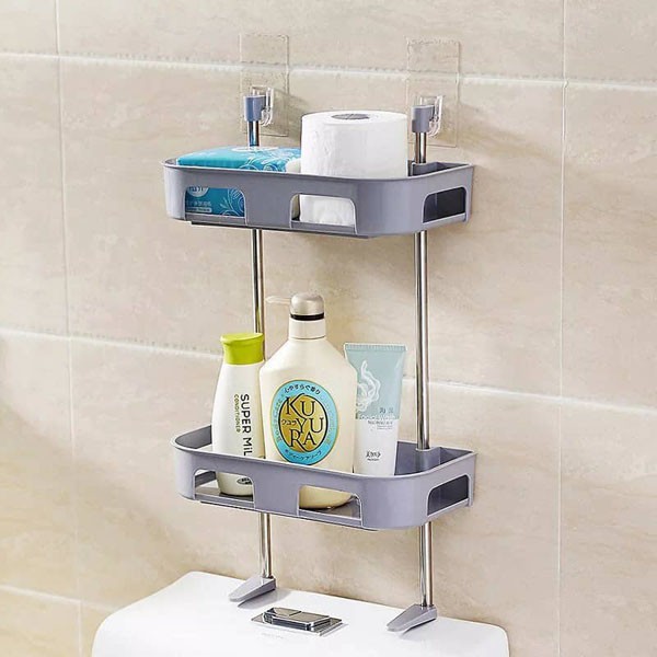 Kệ Gác Sau Bồn Cầu 2 Tầng Kiêm Để Đồ Nhà Tắm 2 Tầng