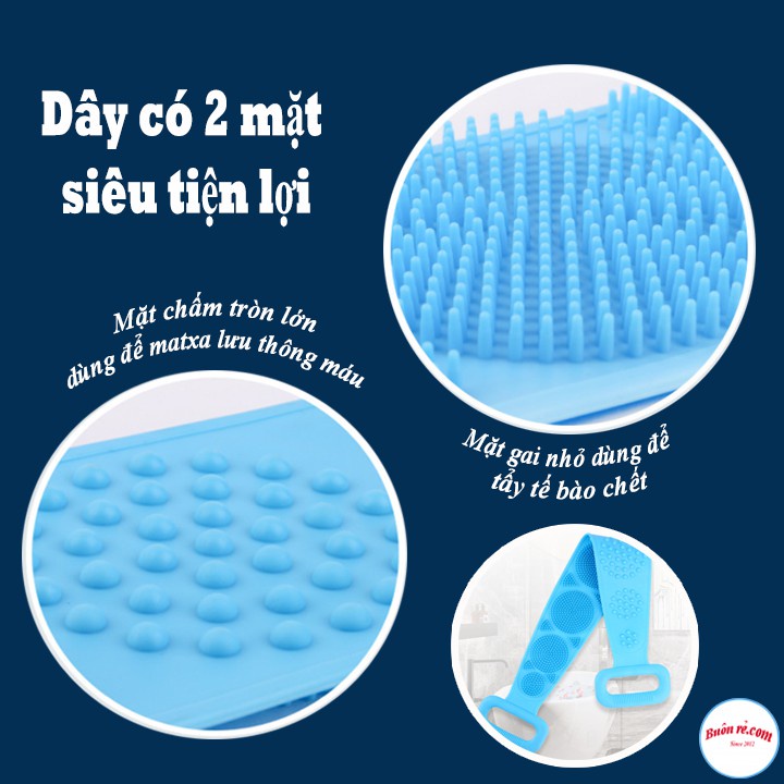 Dây Đai Chà Lưng 2 Mặt Đa Năng Bằng Silicon Kỳ Cọ Massage Tẩy Da Chết Khi Tắm