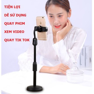 Giá Đỡ Điện Thoại Để Bàn Kẹp Điện Thoại Livestream Xem Video Xoay 360 Độ Đế Tròn