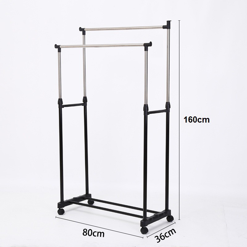 GiàN Phơi QuầN ÁO Inox 2 TầNg, Khung Phơi Quần Áo Inox, Giá Phơi Đồ Gia Đình, Cây Phơi Đồ 2 Tầng Chắc Chắn