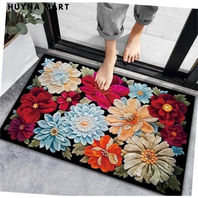 Thảm Nỉ Lau Chân Mẫu In Hoa Chống Trơn Trượt (Giao Màu Ngẫu Nhiên)