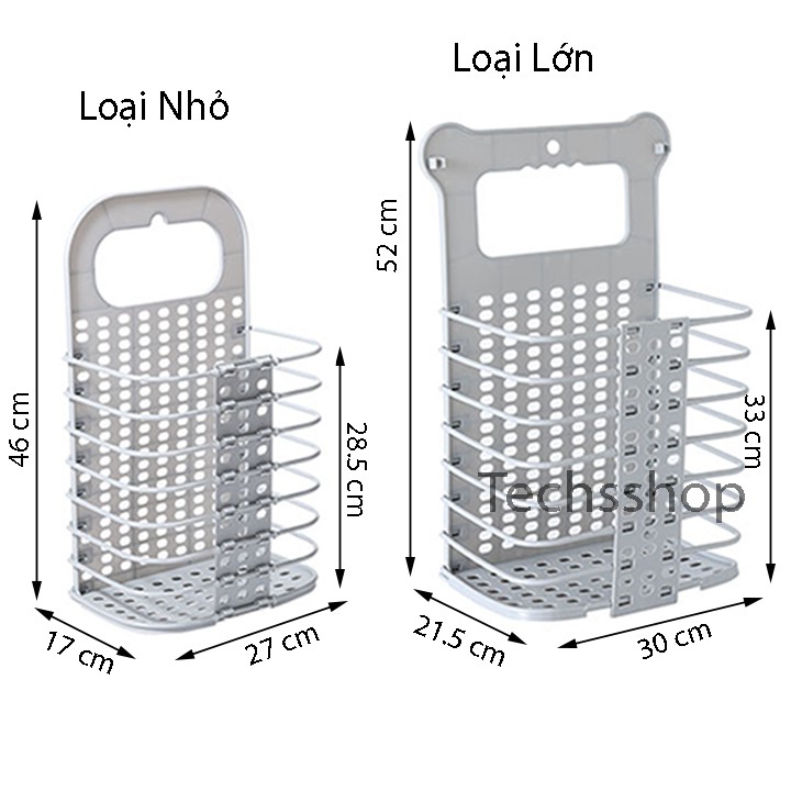 Rổ Đựng Quần Áo Xếp Gọn - Giỏ Để Đồ Đa Năng Có Thể Gấp Gọn - Kèm 2 Móc Dán Treo