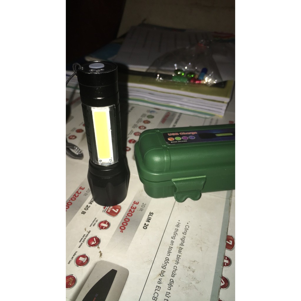 Đèn Pin Led Cob T6 Usb Nhỏ Gọn Có Thể Phóng To/Sạc Lạ