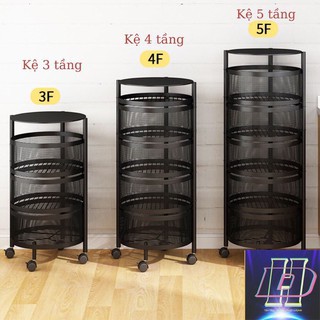 Kệ Tròn Xoay Đa Năng, Kệ Rau Củ Quả 3 Tầng 4 Tầng 5 Tầng Có Bánh Xe Di Chuyển (Hàng Nhập Khẩu)