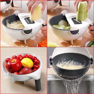 [Tiện Dụng] Dụng Cụ Nạo Rau Củ Quả Kèm Rổ Đa Năng 9 In 1
