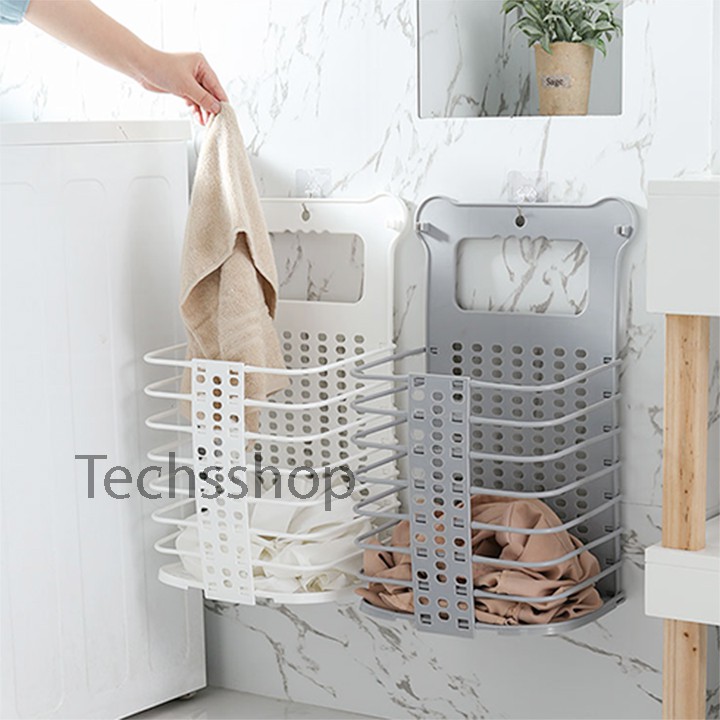 Rổ Đựng Quần Áo Xếp Gọn - Giỏ Để Đồ Đa Năng Có Thể Gấp Gọn - Kèm 2 Móc Dán Treo